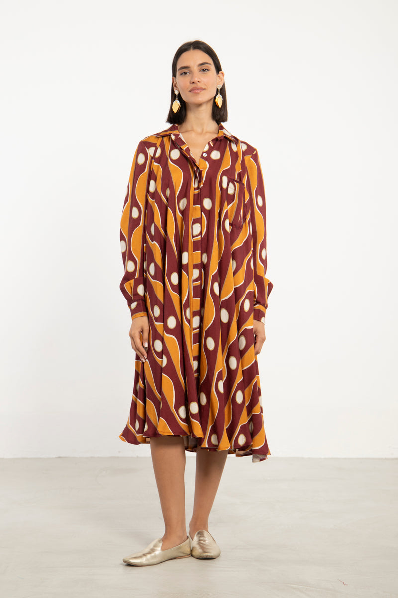 Bahiya Linen Multi-Color Shirt Dress