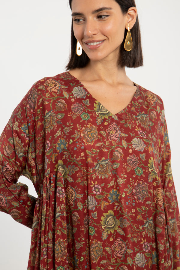 Zam Crepe de Chine Floral Dress