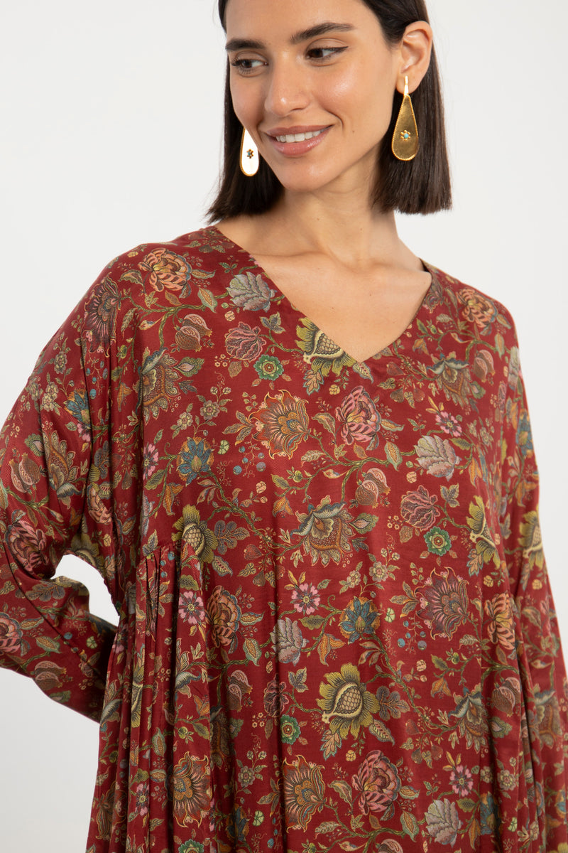 Zam Crepe de Chine Floral Dress