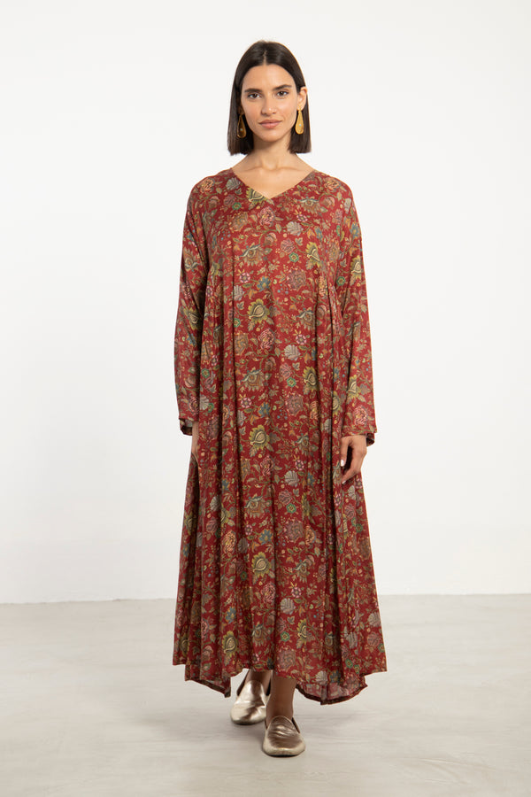 Zam Crepe de Chine Floral Dress