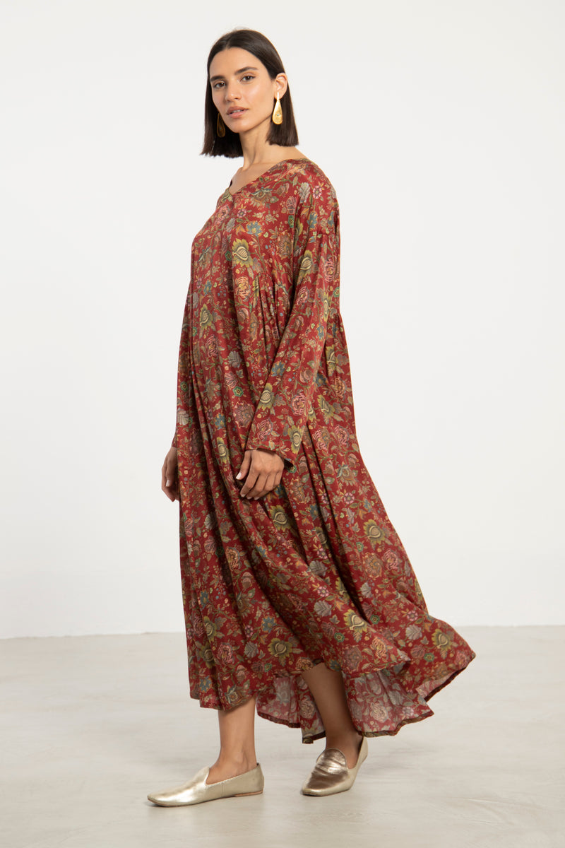 Zam Crepe de Chine Floral Dress