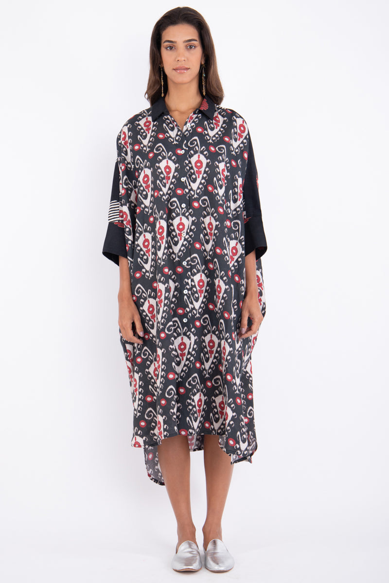 Hiba Linen Ikat Printed Dress