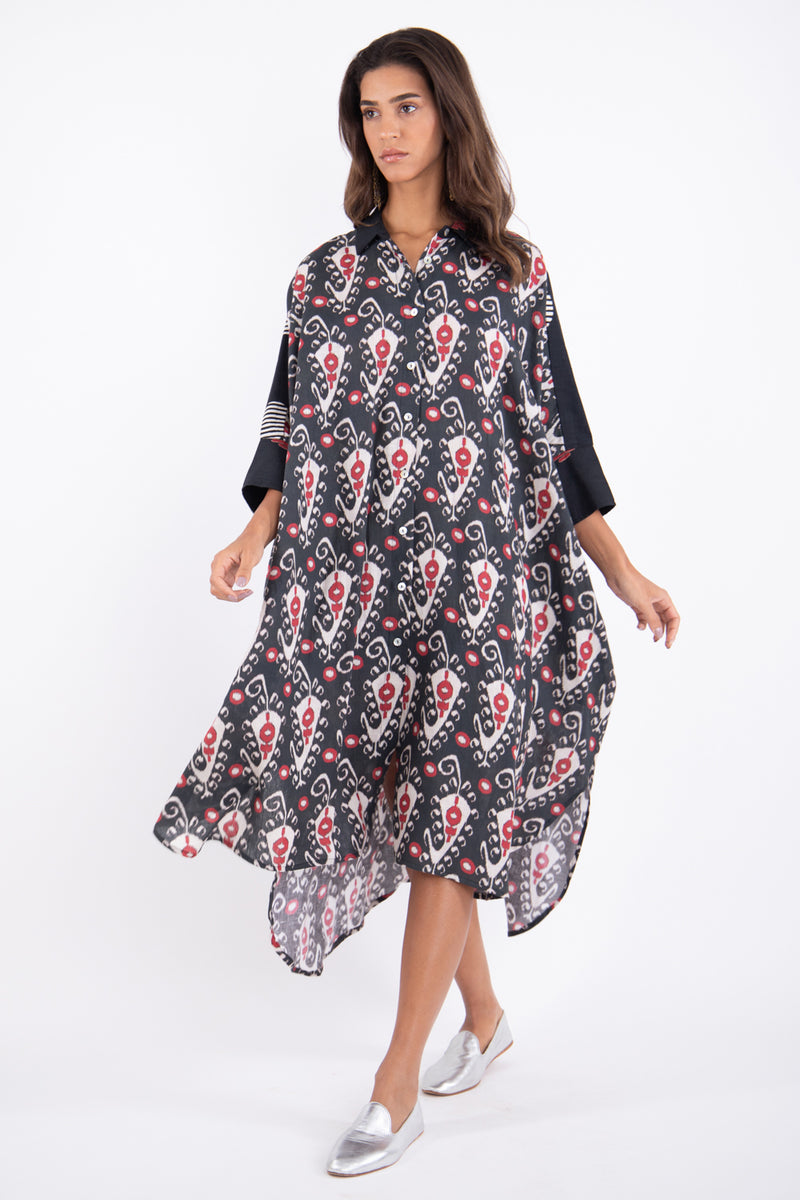 Hiba Linen Ikat Printed Dress