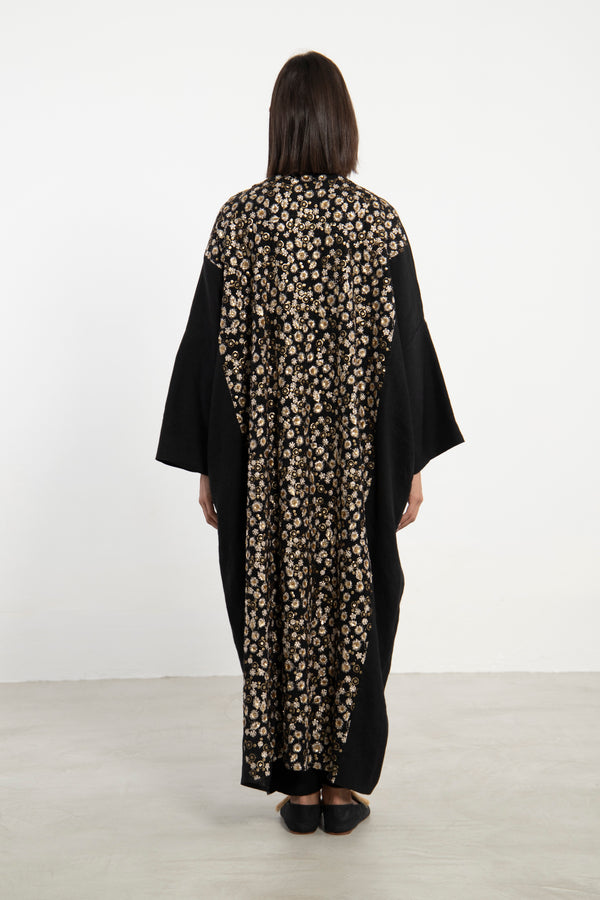 Kim Linen Embroidered Black Abaya