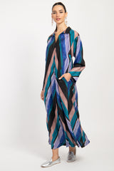 Sama Silk Habotai Multi Striped Dress