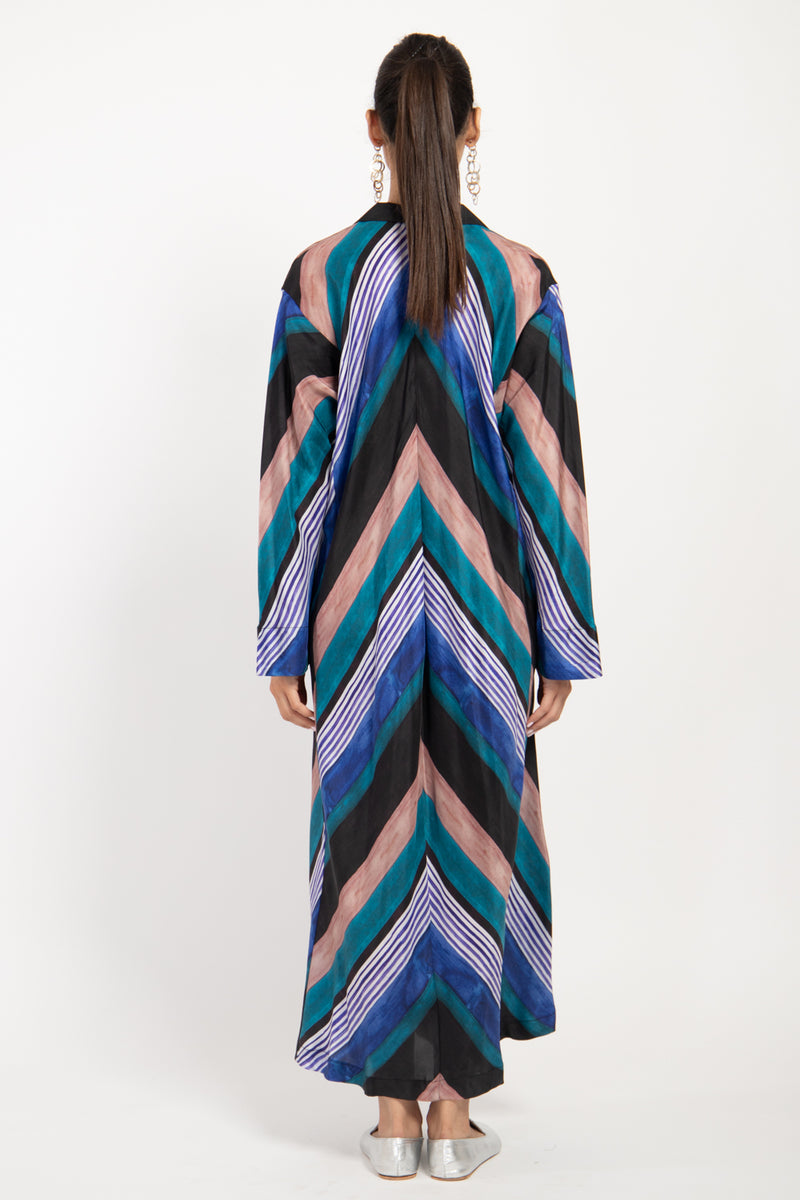 Sama Silk Habotai Multi Striped Dress