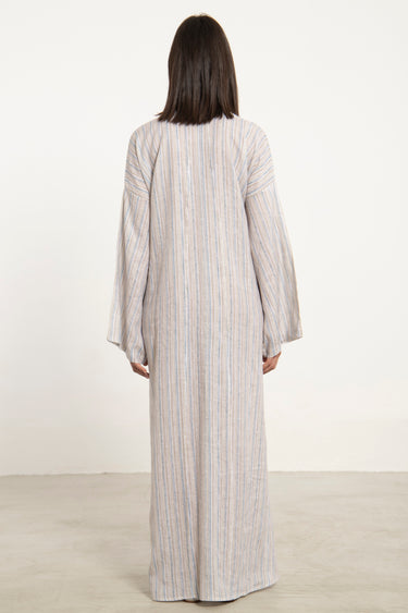 Jawad Linen Ivory & Blue Jellaba