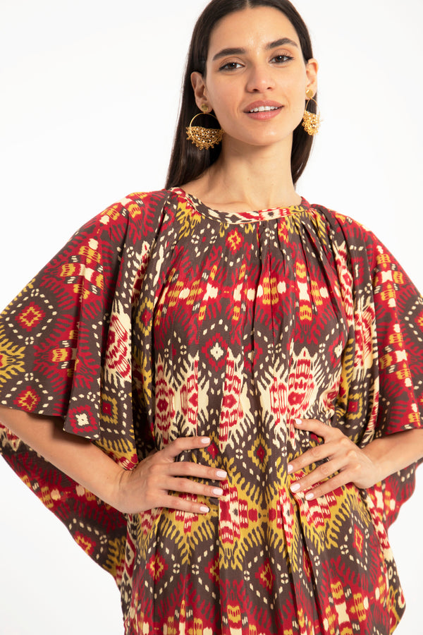 Lamis Cotton Silk Ikat Dress