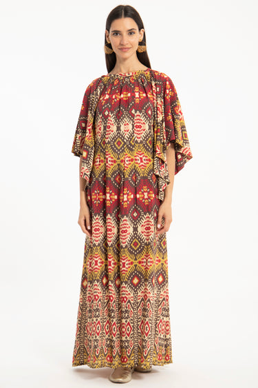 Lamis Cotton Silk Ikat Dress