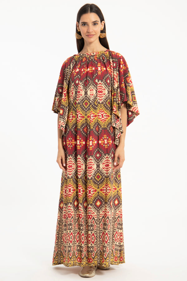 Lamis Cotton Silk Ikat Dress