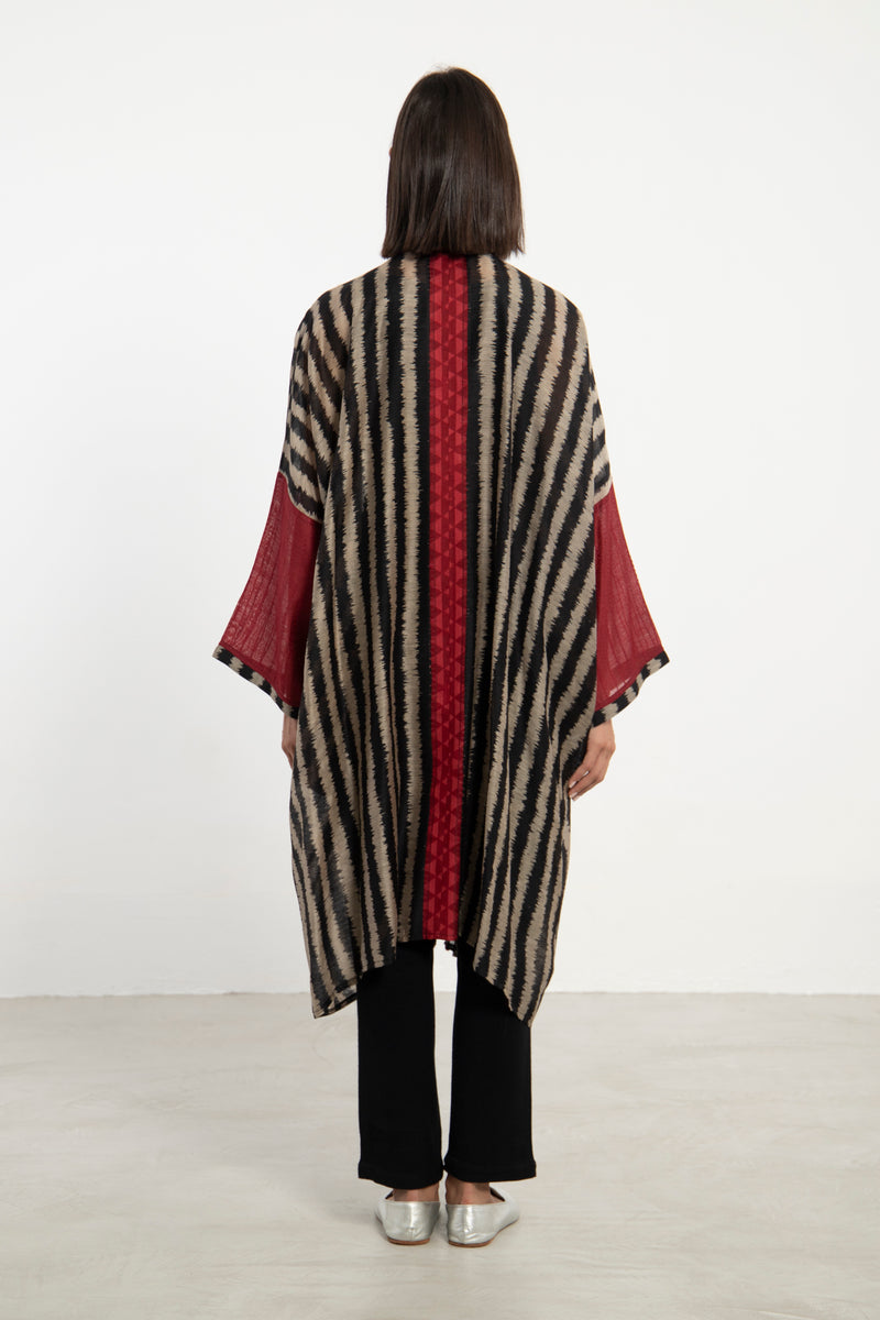 Khalida Striped Cotton-Silk Blend Abaya – Short
