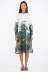 Eva Cotton Green Printed Dress