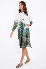 Eva Cotton Green Printed Dress