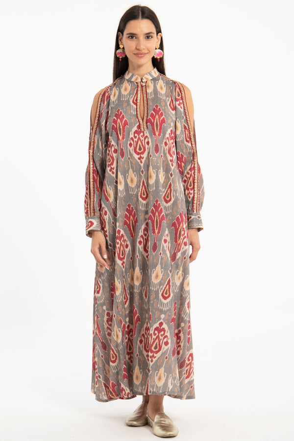 Hilal Cotton Sequins Ikat Dress
