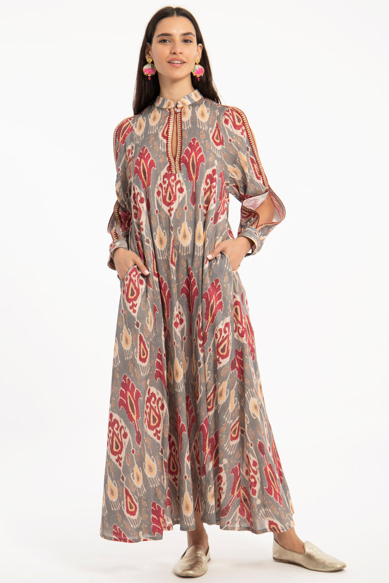 Hilal Cotton Sequins Ikat Dress