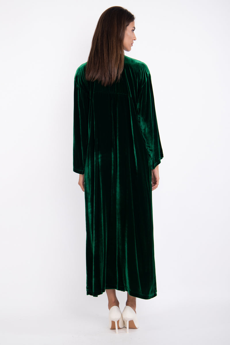 Shirine Silk Velvet Emerald Dress