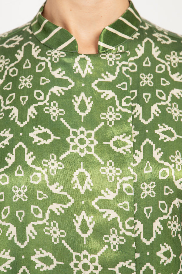 Dana Silk Green Printed Dress