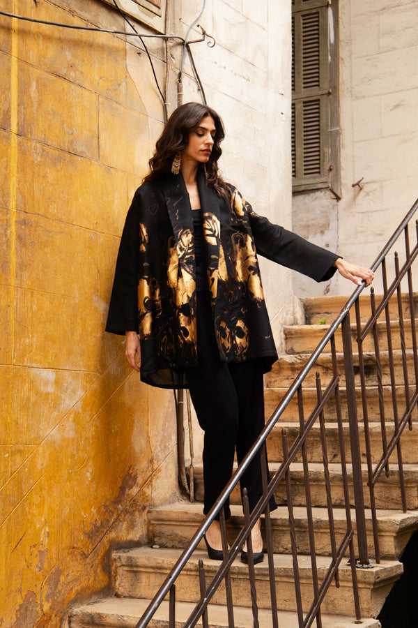 Fay Silk Gold Foil Black Jacket