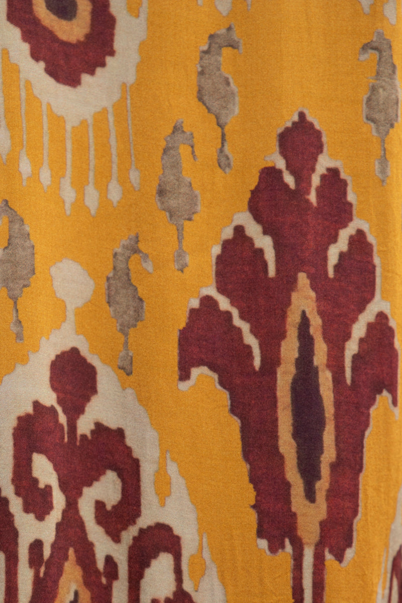 Kawthar Silk Mustard Embroidered Kaftan
