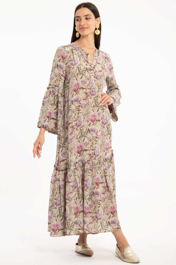 May Silk Crepe Purple Dress