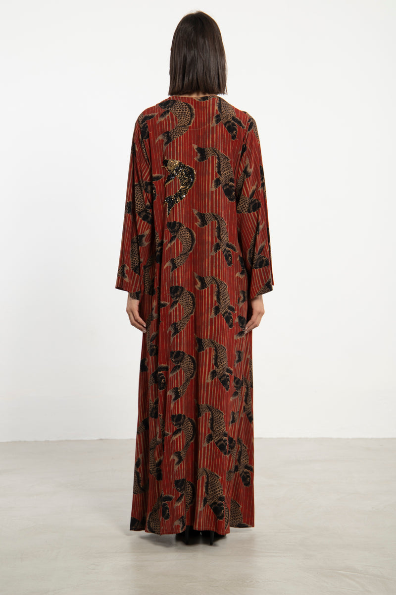 Fajer Crepe Silk Rust Dress