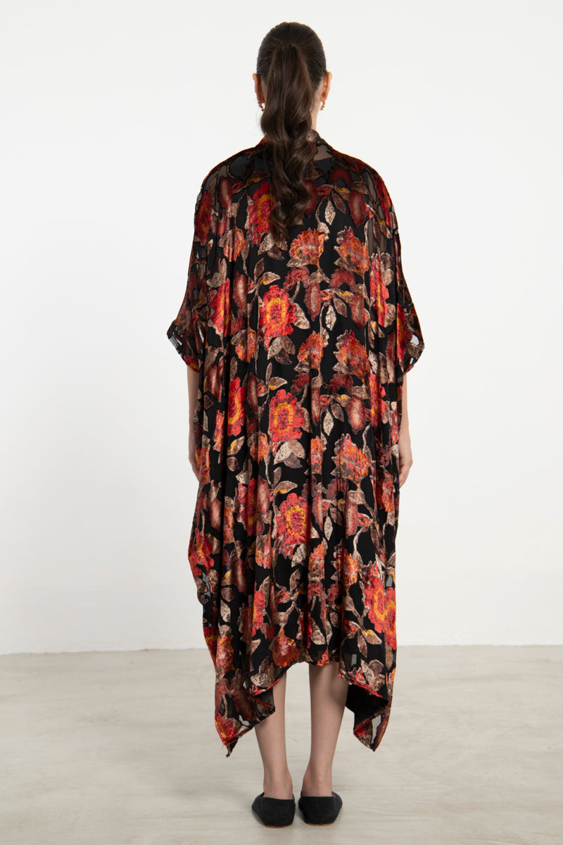 Edith Velvet Black Floral Jellaba