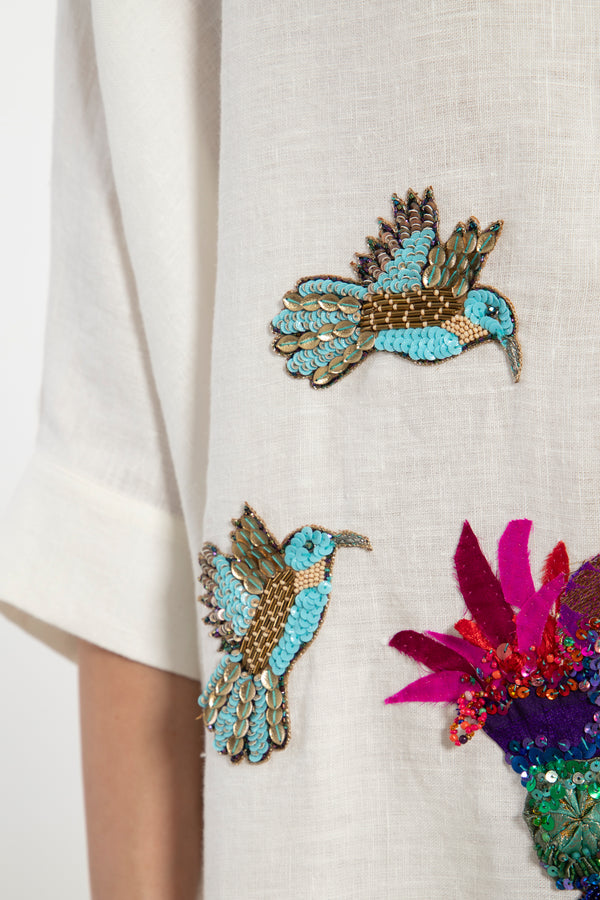 One-Of-a-Kind Helen Poppy Hand Embroidered Dress