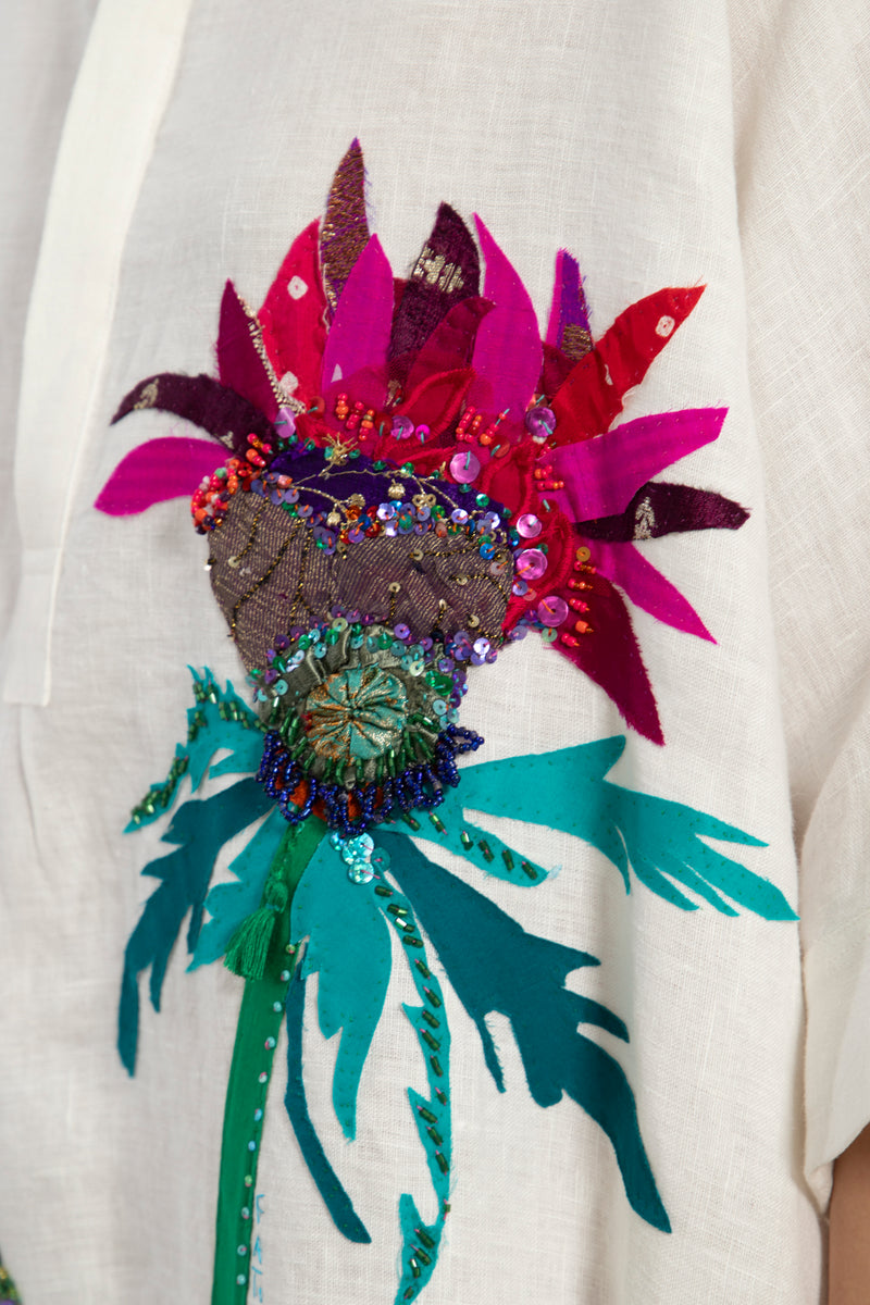 One-Of-a-Kind Helen Poppy Hand Embroidered Dress