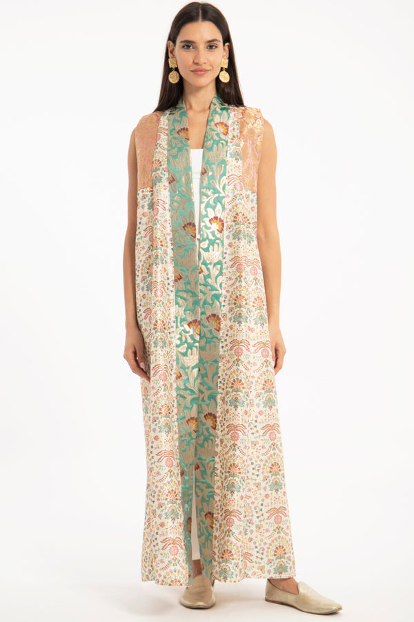 Rim Silk Dupion Pastel Abaya – Sleeveless