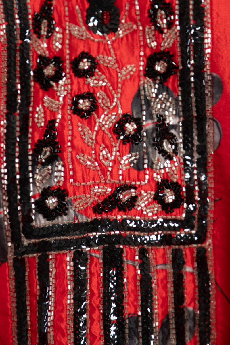 Nadia Silk Red Hand Embroidered Dress