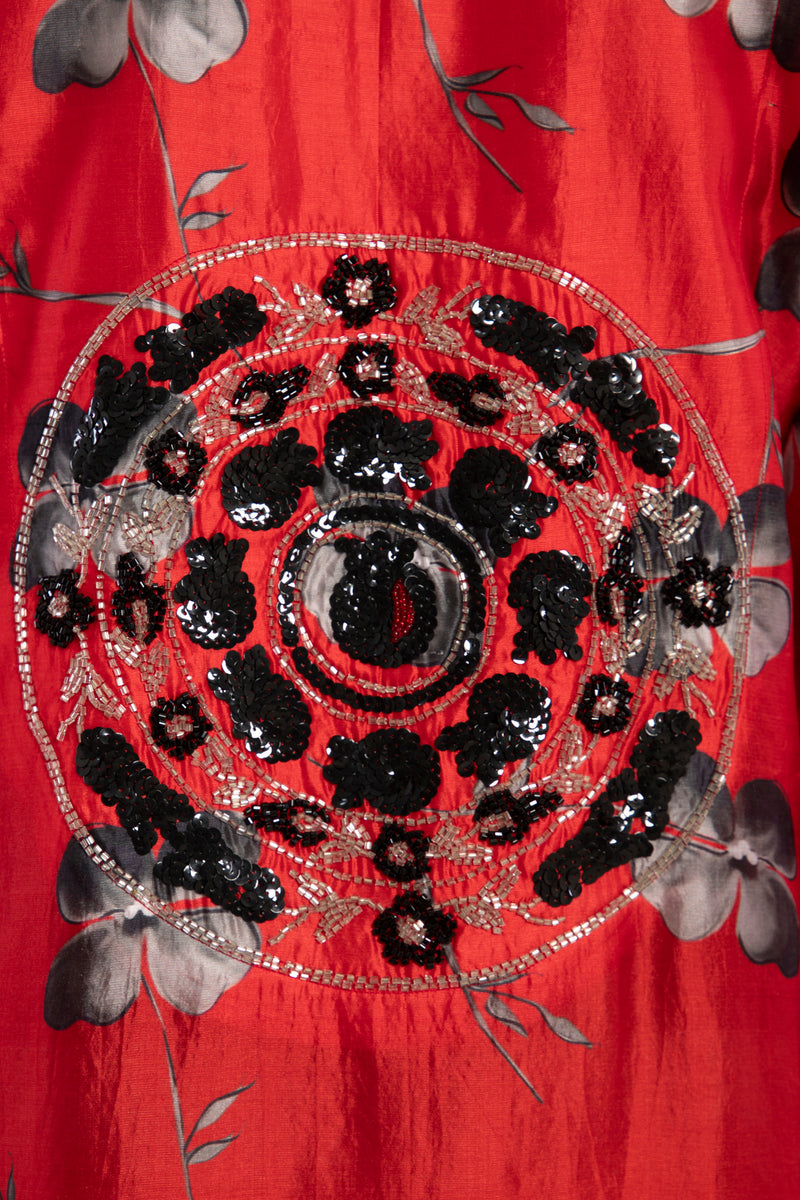 Nadia Silk Red Hand Embroidered Dress