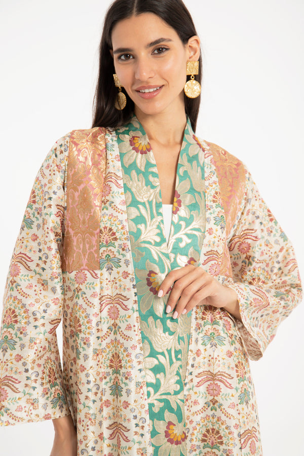 Rim Silk Dupion Pastel Abaya