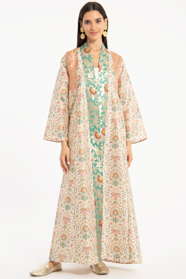 Rim Silk Dupion Pastel Abaya