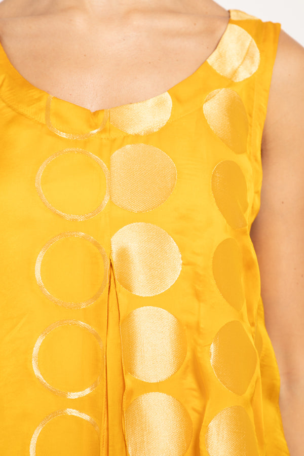 One-Of-A-Kind Souraya Silk Yellow Sleeveless Dress