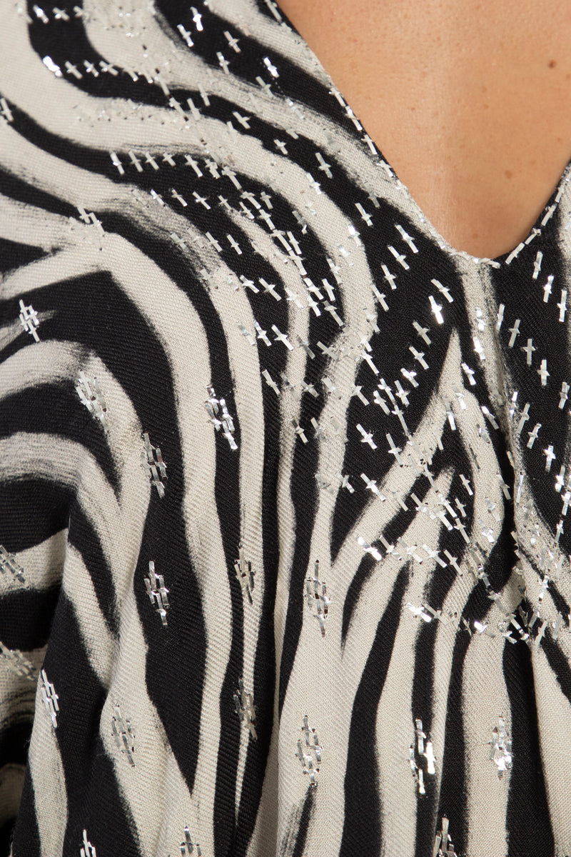 Carthage Black & White Embroidered Kaftan