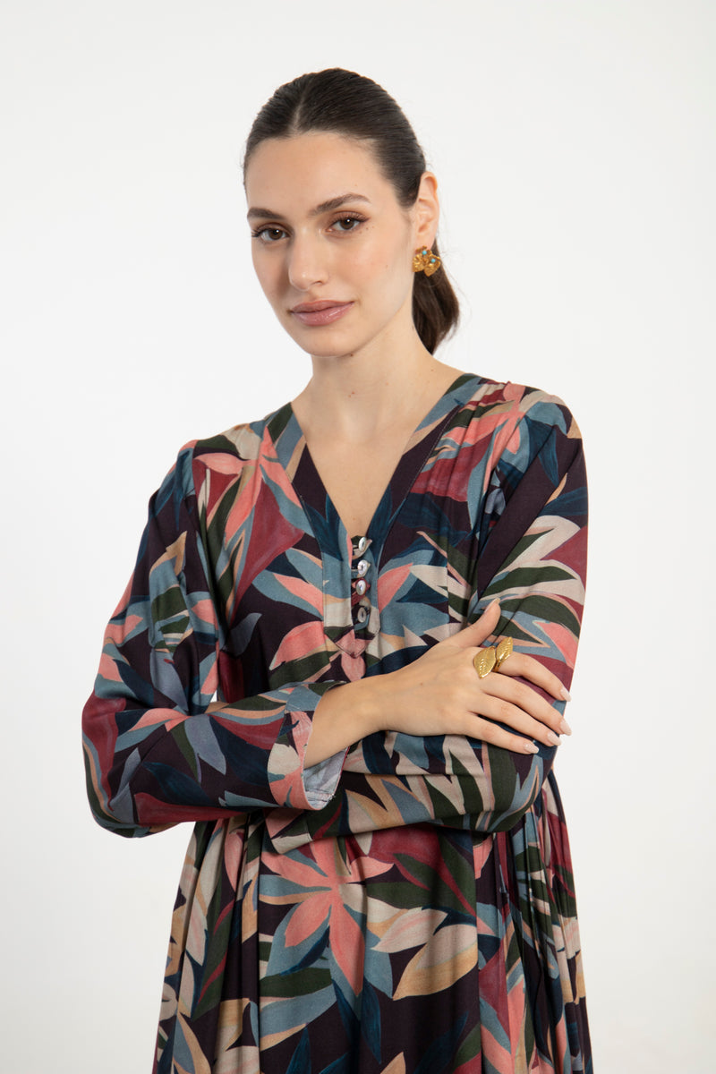 Zamzam Crepe Silk Multicolor Dress
