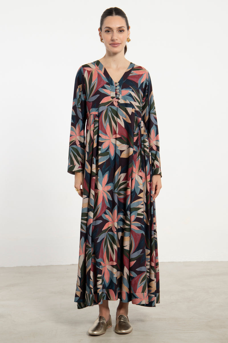 Zamzam Crepe Silk Multicolor Dress