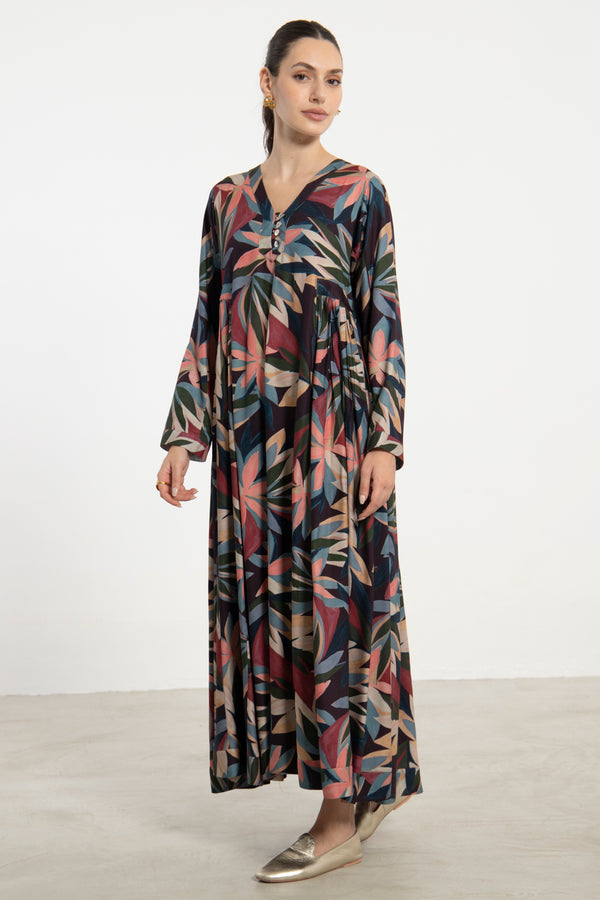 Zamzam Crepe Silk Multicolor Dress