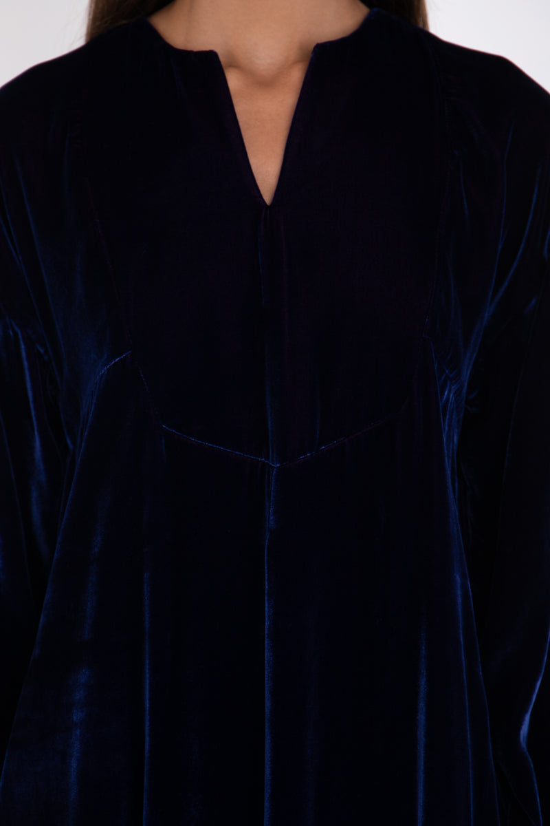 Shirine Silk Velvet Dark Blue Dress