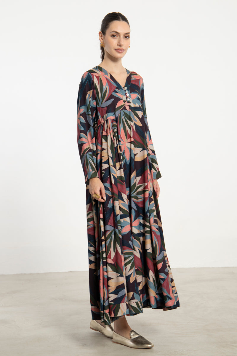 Zamzam Crepe Silk Multicolor Dress