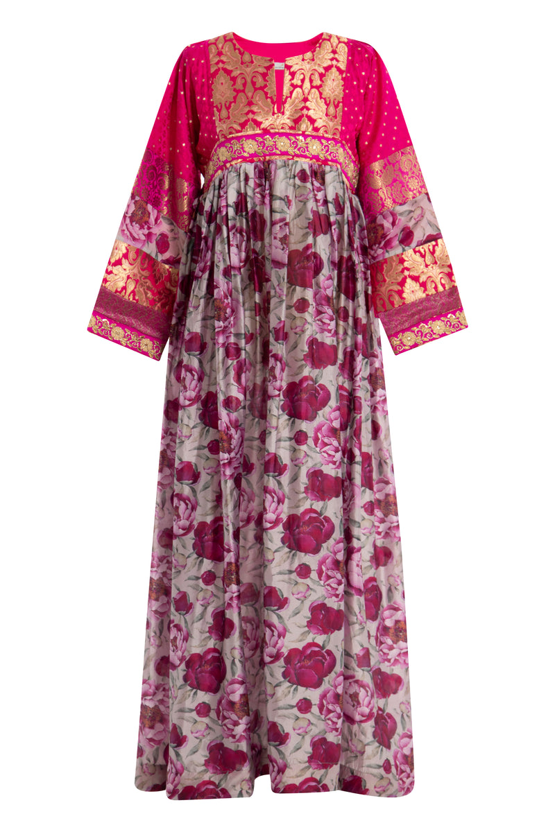 Linda Silk Pink & Silk Brocade Dress