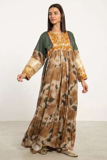 Linda Silk Multicolor Embroidered Dress