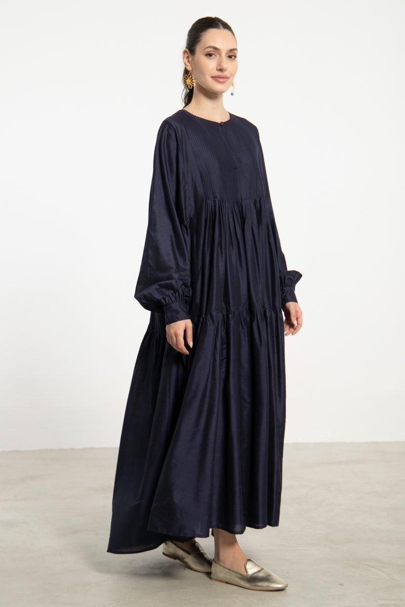 Imane Silk Navy Dress