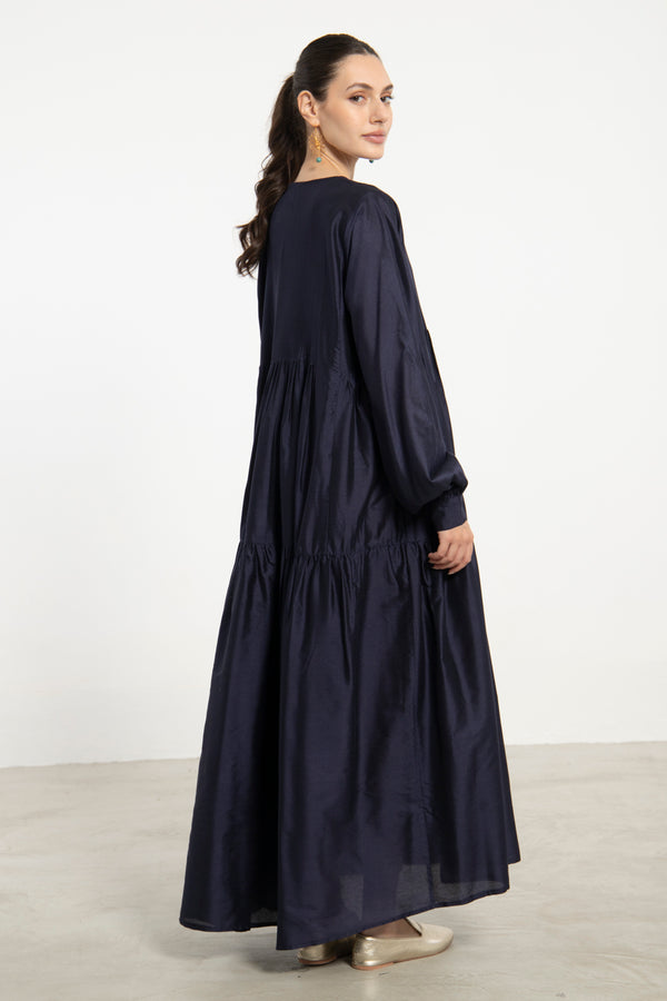 Imane Silk Navy Dress