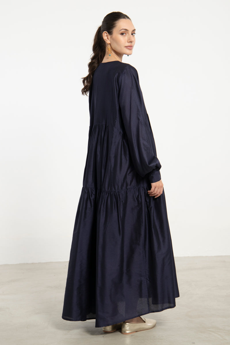 Imane Silk Navy Dress