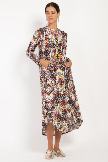Jbeil Silk Tapestry Print Dress