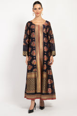 One-of-a-Kind Souraya Silk Brocade Black & Red Dress