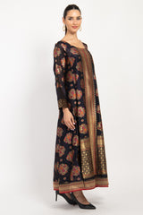 One-of-a-Kind Souraya Silk Brocade Black & Red Dress