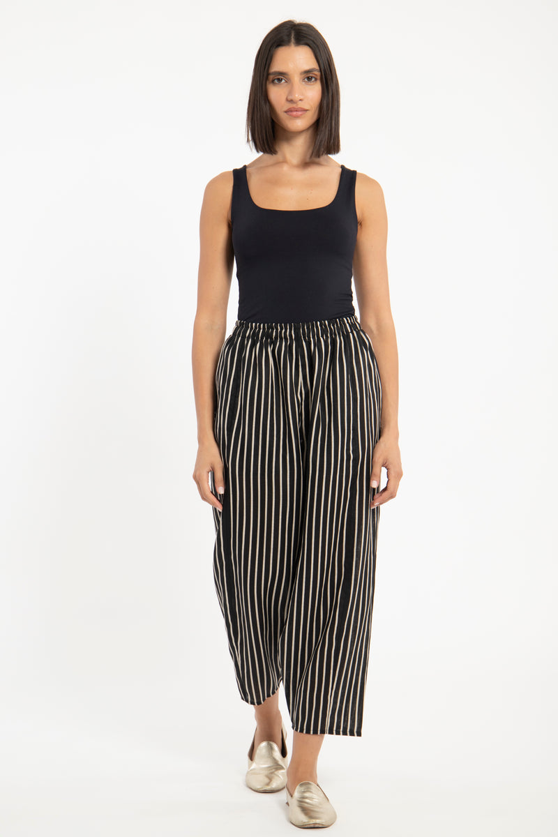 Samah Cotton Black Stripe Pants