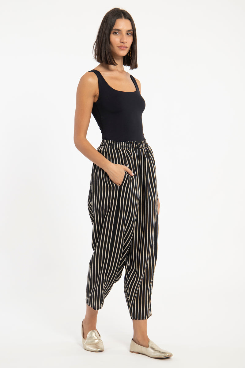 Samah Cotton Black Stripe Pants